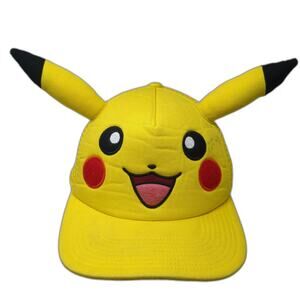 Pokémon Trucker Hat Yellow One Size Pikachu Face 3D Ears Mesh Snapback Anime